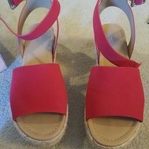 Soda Ankle Strap Espadrilles Red Sandals